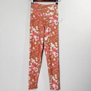 aerie | NWT real me cross waist orange pink athletic womens floral leggings sz M